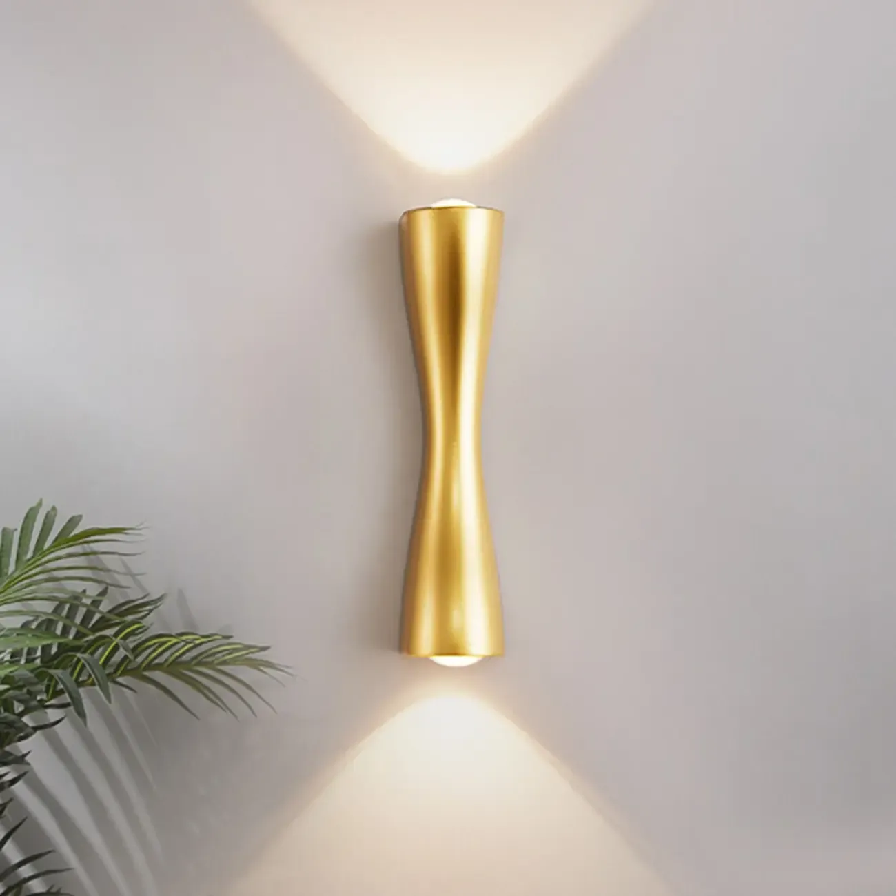 Modern 2-Light Black and Gold Curved Wall Sconce