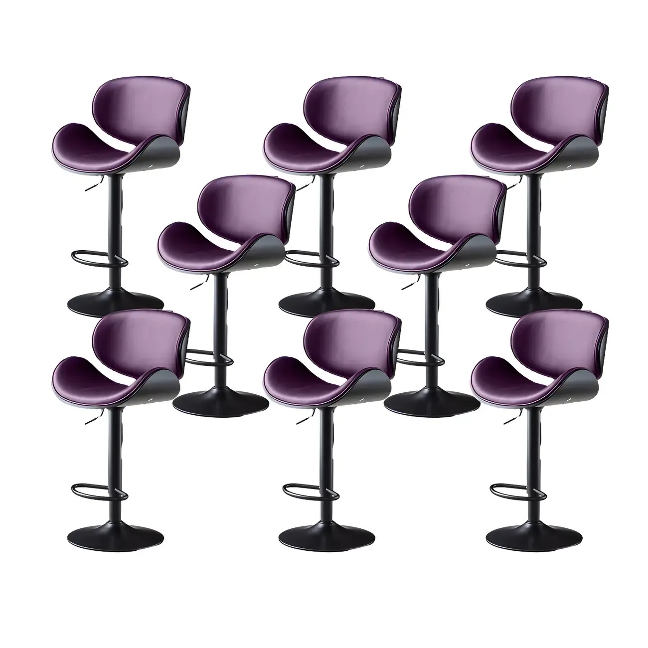 Arched Blackish Green Leather Swivel Adjustable Bar Stool