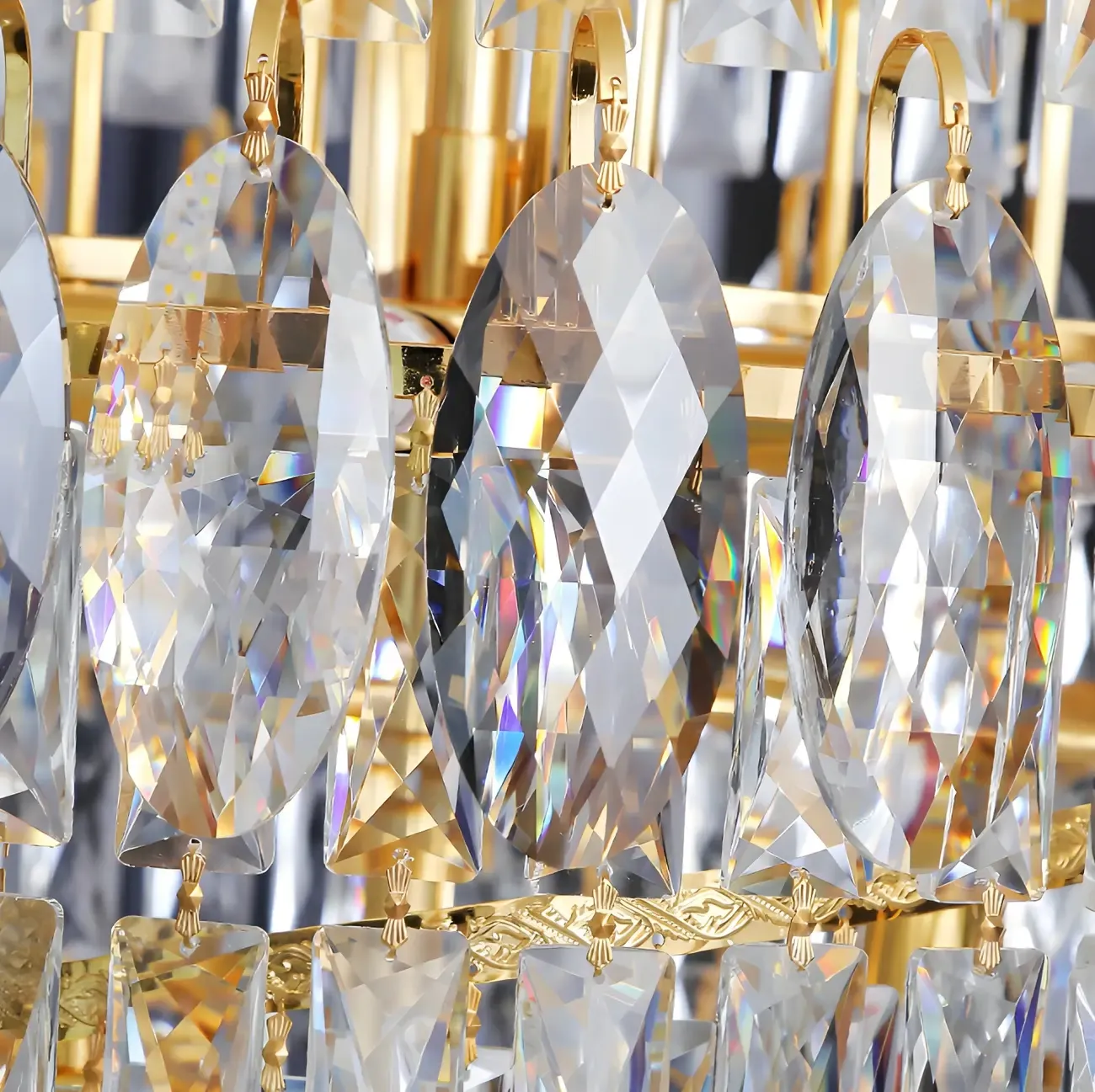 Luxury Gold Spiral Crystal Stairwell Chandelier Height Adjustable