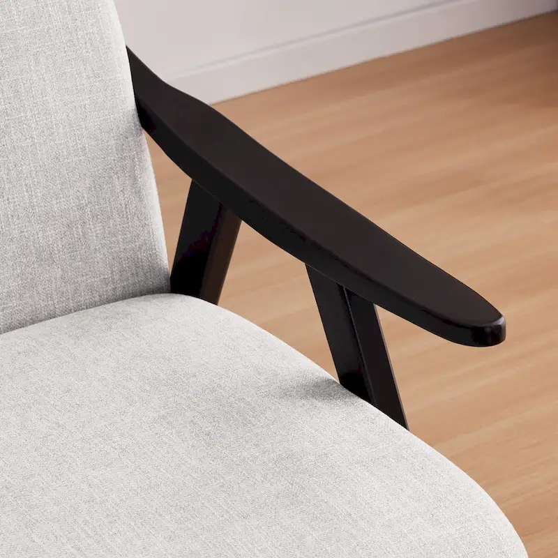 Mid Century 27.7 Upholstered Arm Chair with Solid Wood Frame and Ottoman