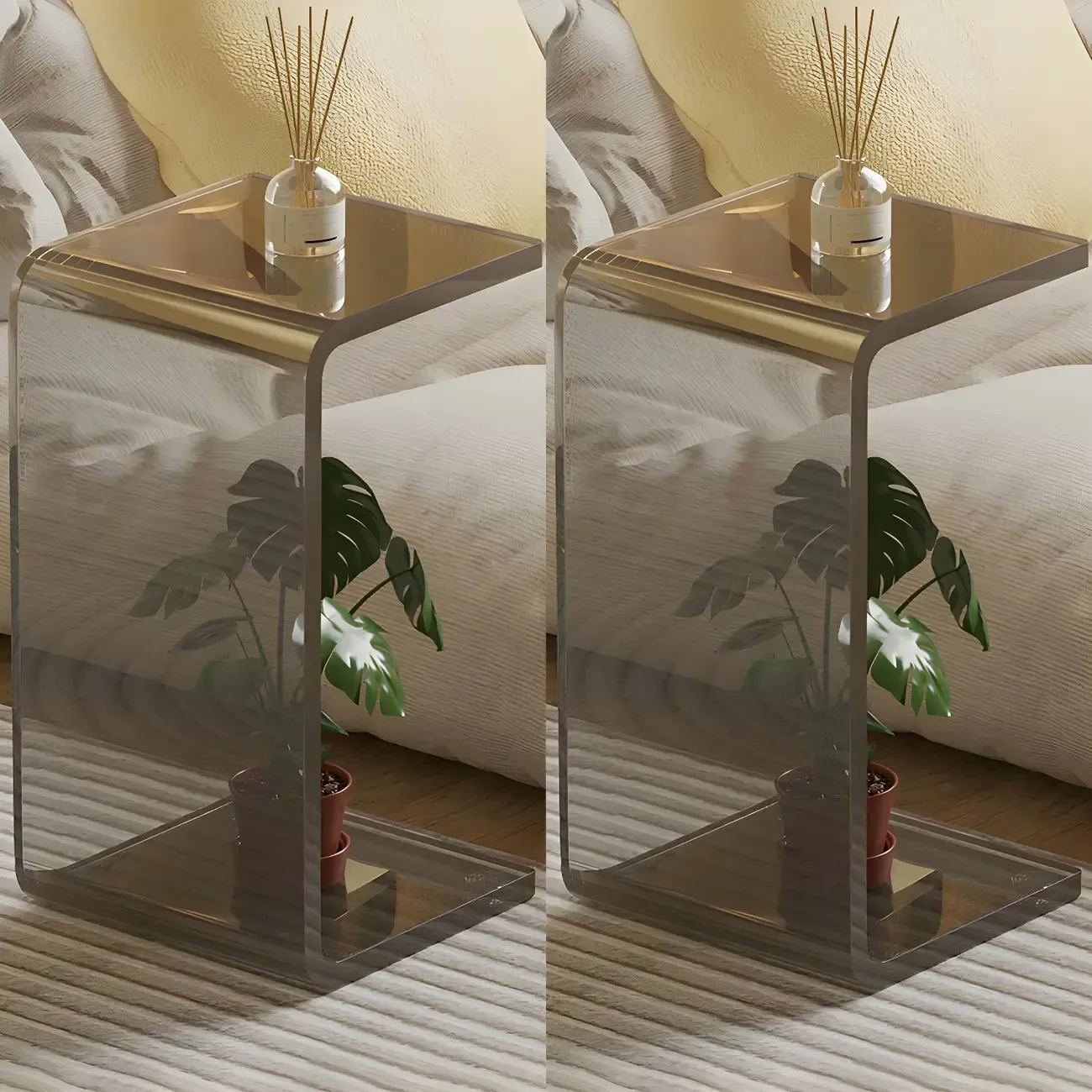 Versatile Acrylic Side Table C-Shaped