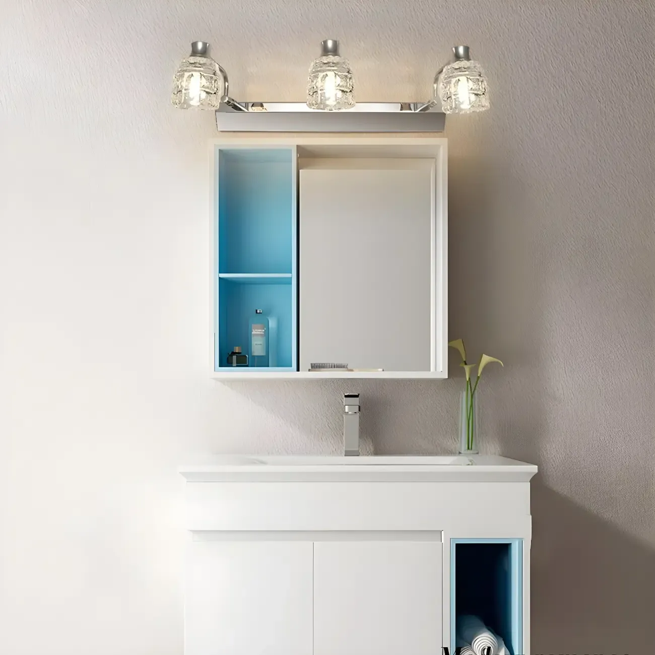 Modern Chrome Crystal Bathroom Vanity Light