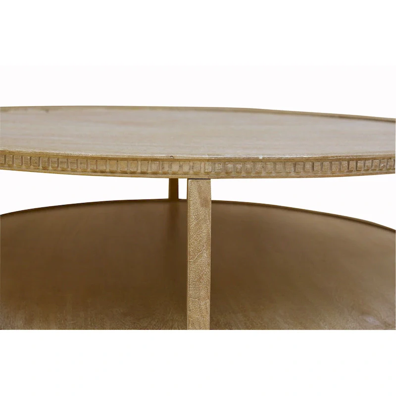 Rohan 48-inch Round Mango Hardwood Coffee Table with Shelf