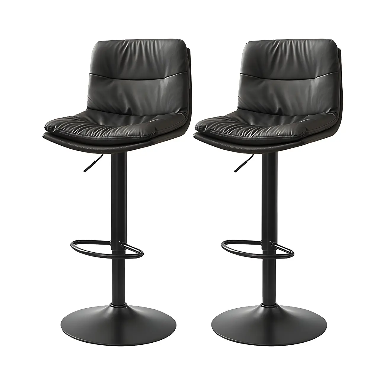 Modern Leather Saddle Swivel Adjustable Bar Stool