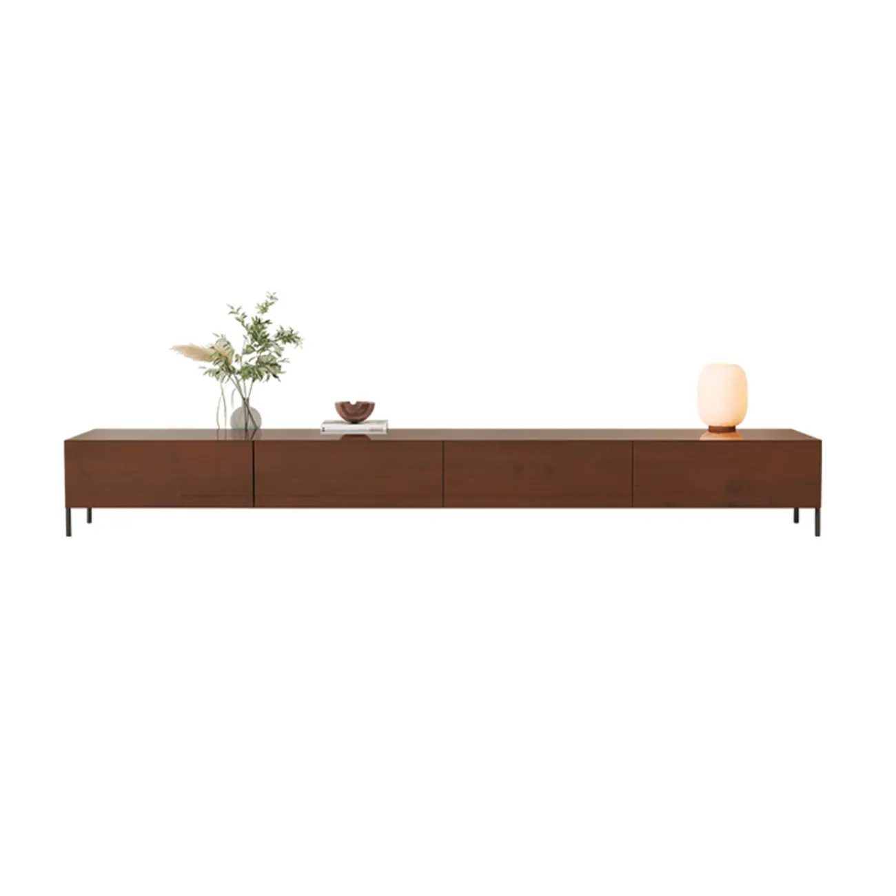 Modern Wood TV Stand in Nut-Brown with Drawers
