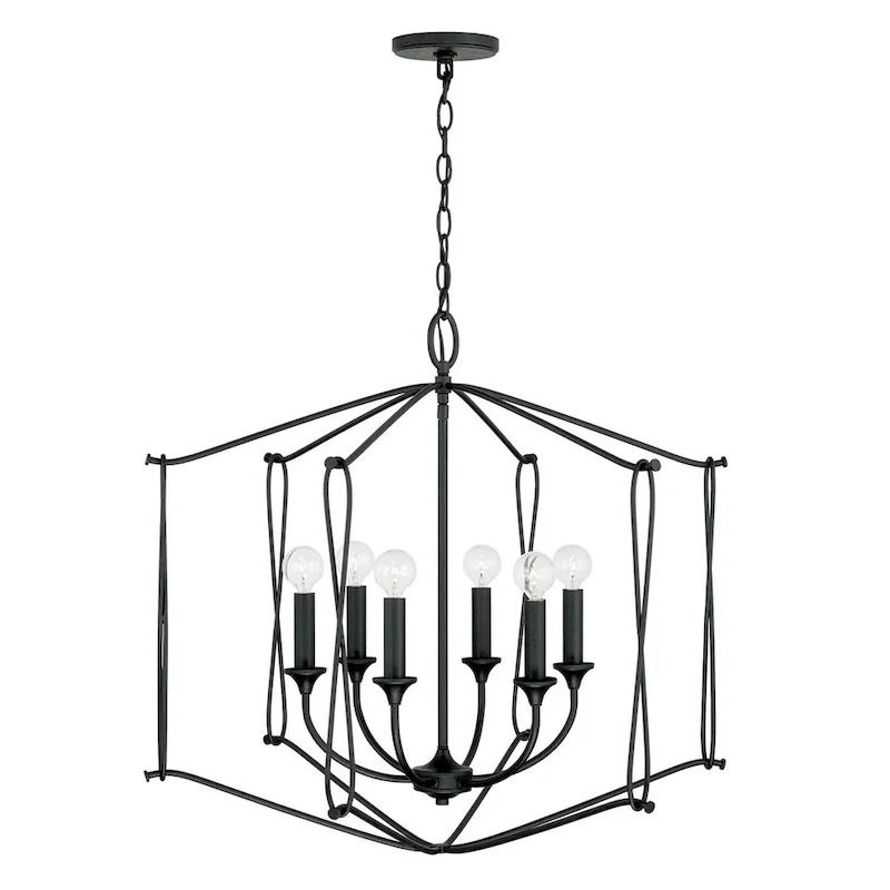 Bentley 28  6-light Black Iron Foyer Pendant