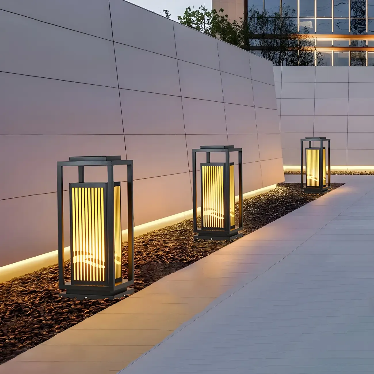 Elegant Vertical Open Rectangle Shade Post Cap Light