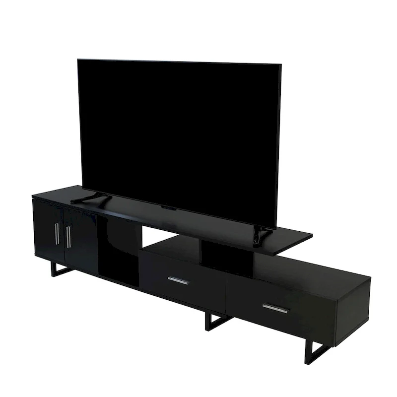 Avery 55-inch 2-Drawer 4-Shelf TV Stand in Steel