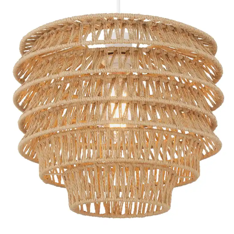 Handwoven Paper Rope and Metal Ceiling Pendant Lamp - 13.4 L x 13.4 W x 15.2 H