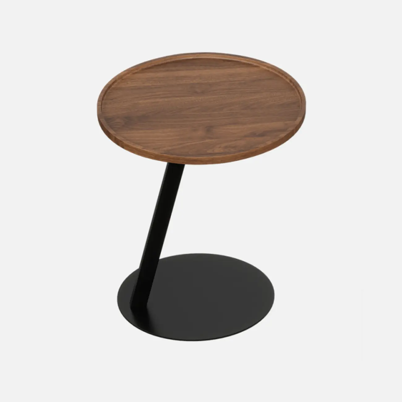 Living Room Brown Wood Top Metal C Shaped Side Table