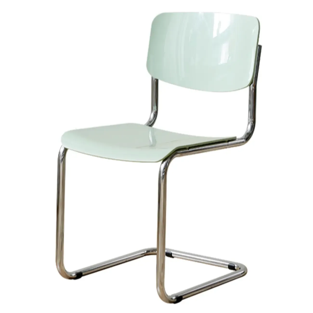 Simple Metal Armless Dining Chair in Yellow Solid Back