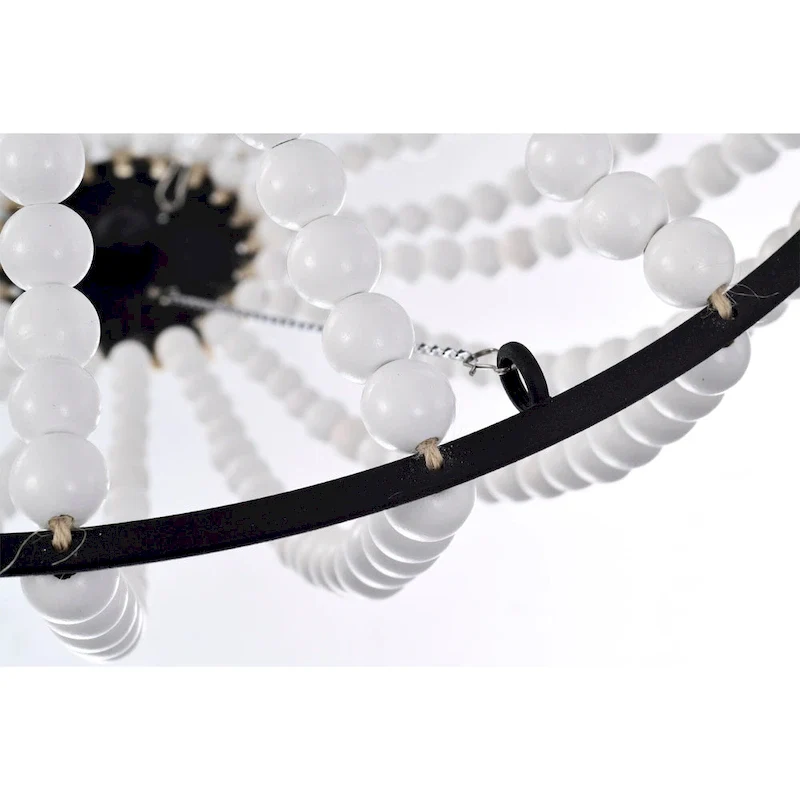 Roly 16 Inch White Beads Bohemian Pendant Chandelier 1-Light