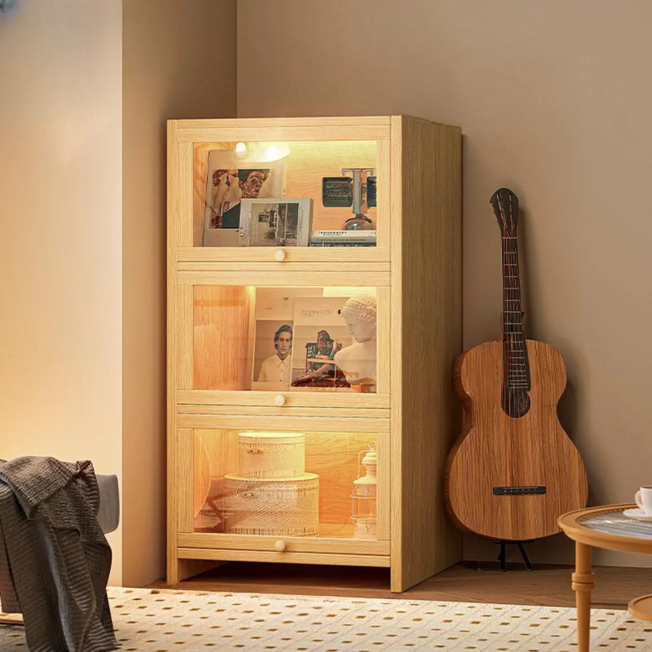 Contemporary Vertical Nut-Brown Wooden 5-Shelf Bookcase