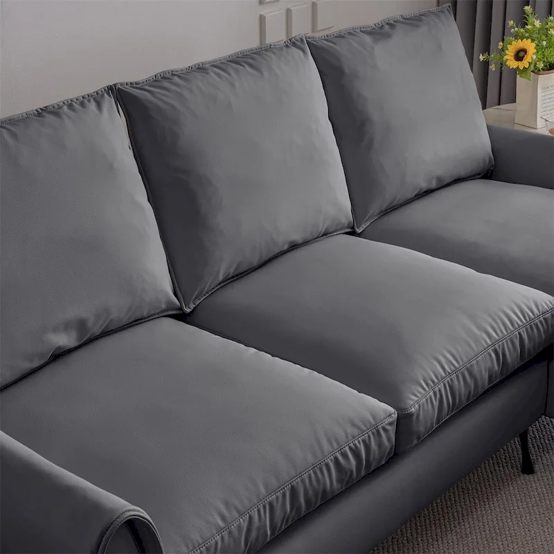 Sectional leather L-Shaped Sofa Couch with Reversible Chaise Lounge