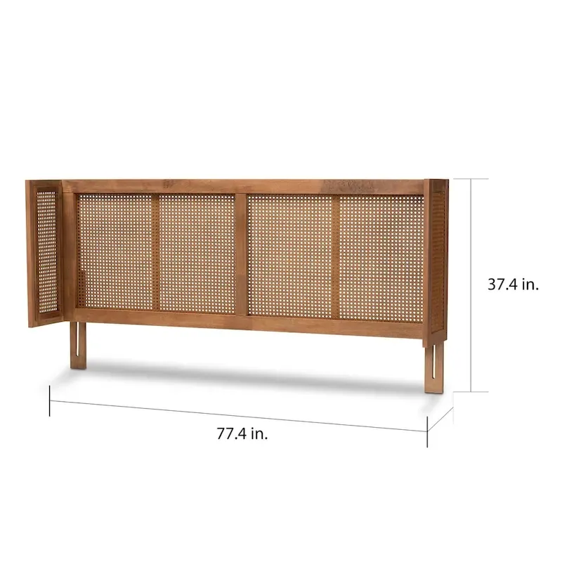 Carson Carrington Dagas Wraparound Curved Wood and Rattan Headboard
