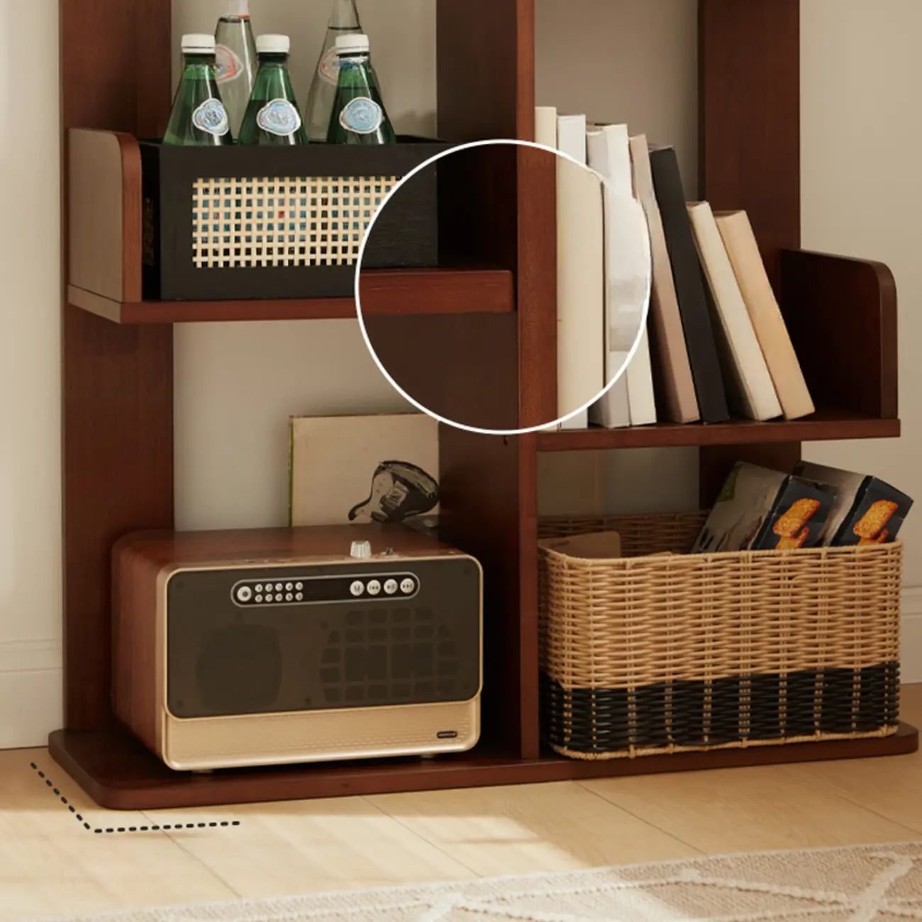 Rectangle Brown Wood 4-Tier Open Bookcase