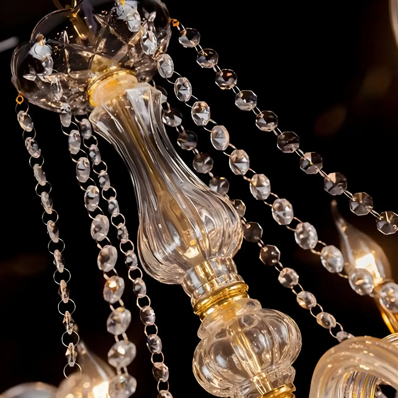 Mid-Century Luxurious Crystal Candelabra Chandelier