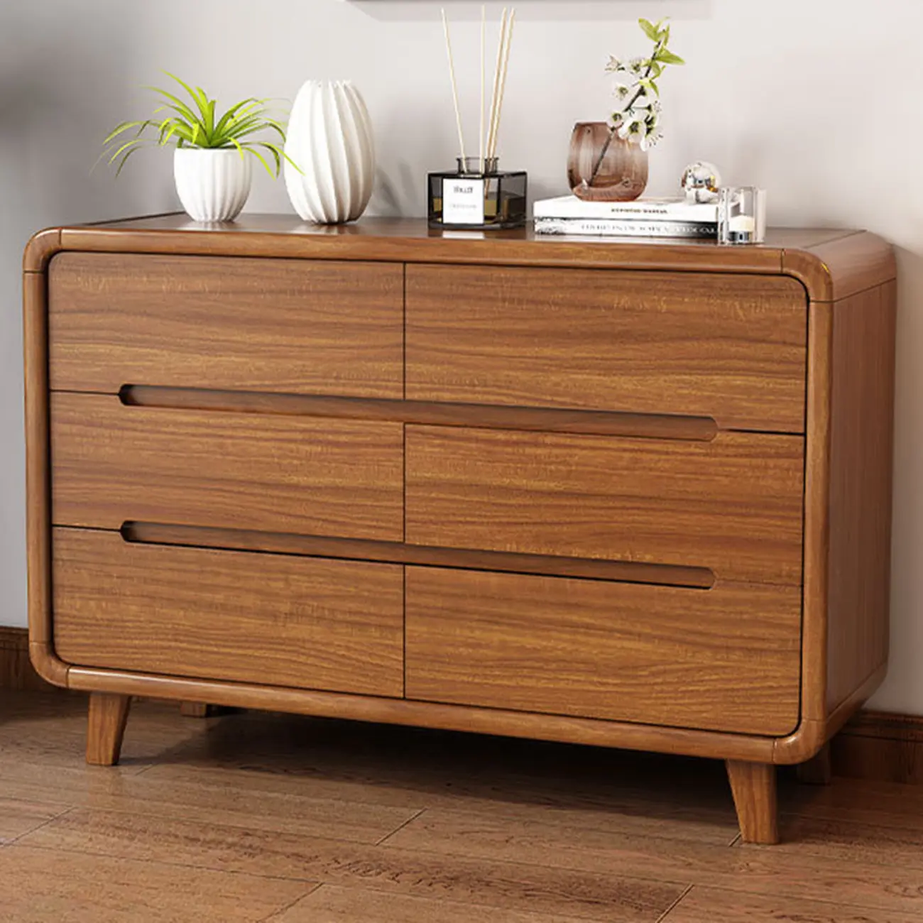 Elegant Large Brown White Wood Bedroom Chests with 9 Drawer