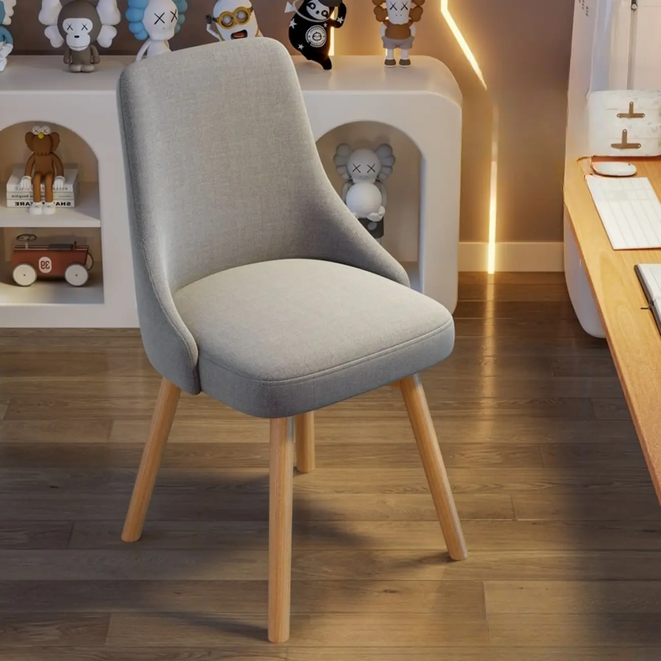 White Fabric Upholstered Solid Back Dining Chair