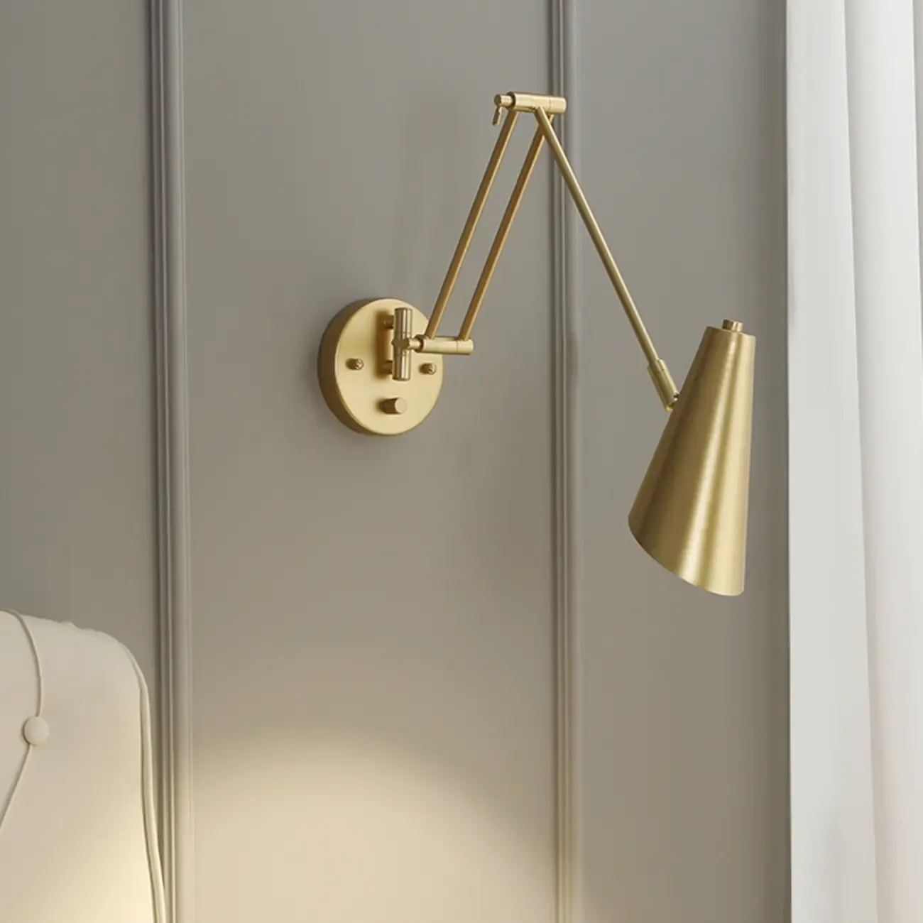 Natural Light Indoor Swing Arm Wall Sconce for Bedroom Decor