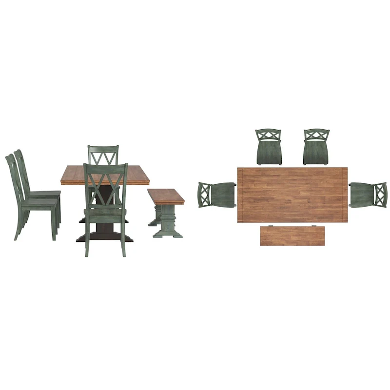 Ronda 78.7 Rectangular Solid Wood Top Dining Set with X-Back Chairs