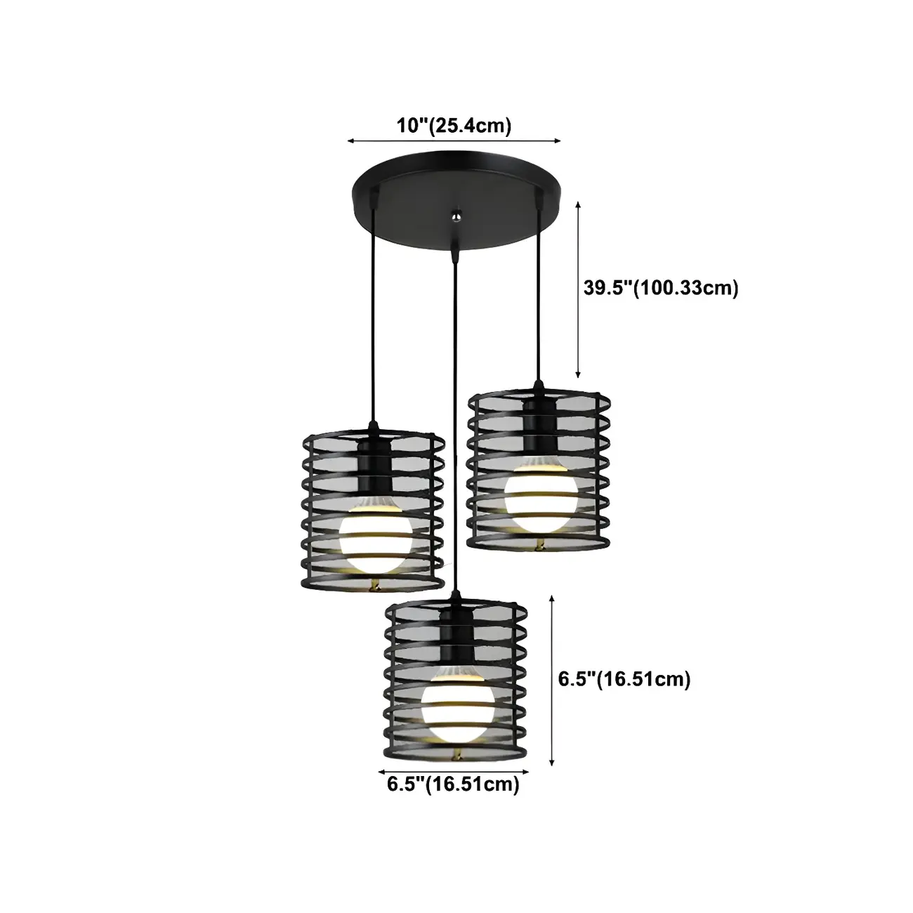 Industrial Black 3-Light Lantern Pendant Light