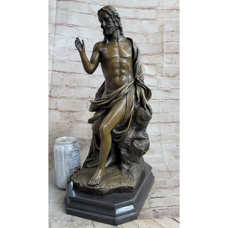 Jesus Christ Seated Bronze Statue Sculpture Marble Base Religious Christianity Decor By Valli