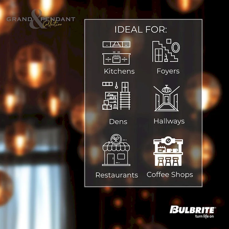 Bulbrite LED Grand Bulb and Pendant Kit of (1) 4 Watt Antique Glass 13  Glacier Shaped Bulb