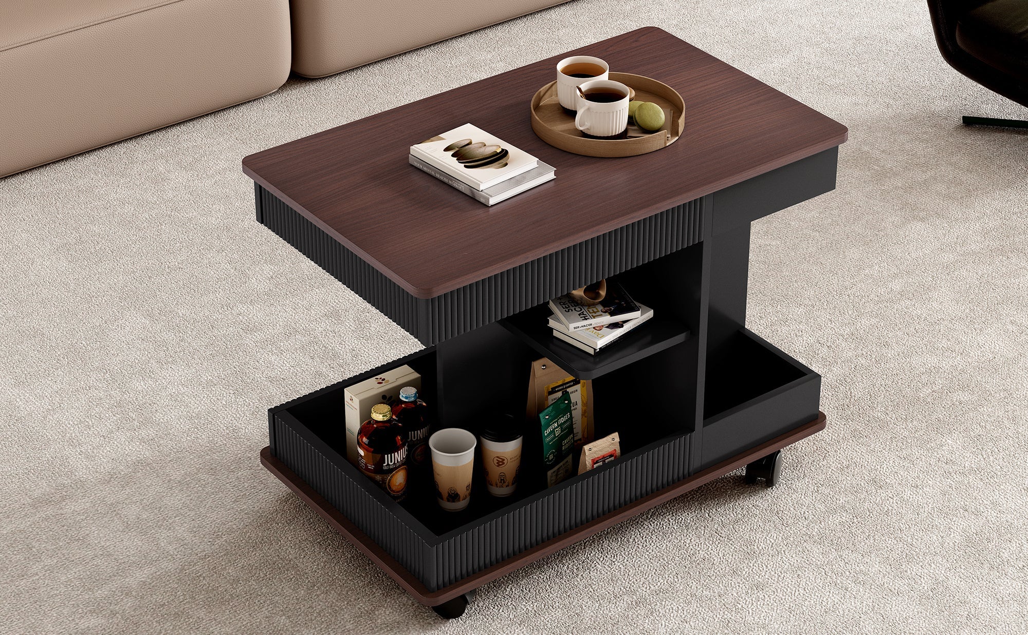 Walker Edison | Modern Multifunctional Adjustable Side Table with Lift-Top