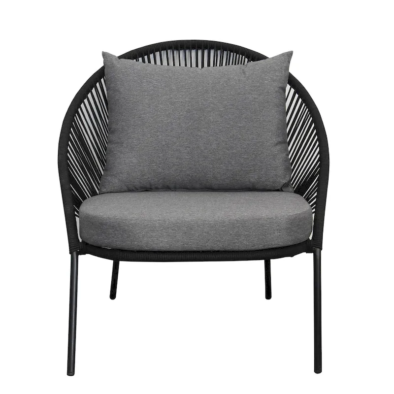 Solana Black Rope 2 Person Stacking Seating Group with Cushions