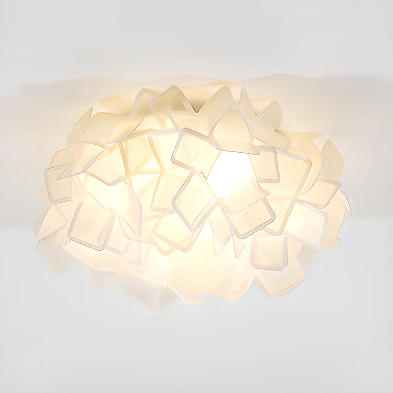 Art Deco White Geometric Plastic LED Flush Mount Ceiling Light