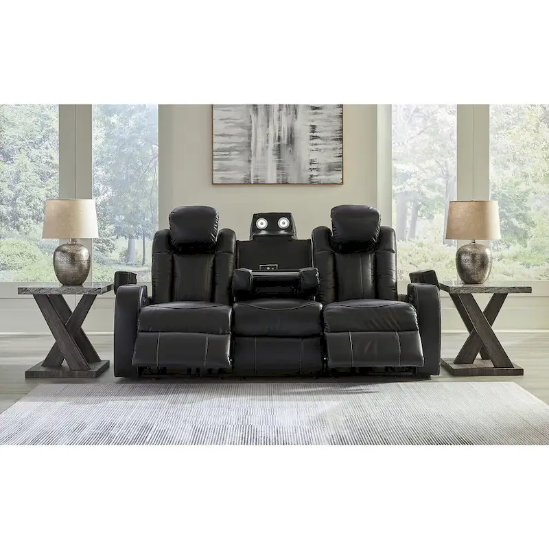 Signature Design by Ashley Caveman Den Midnight Power Reclining Sofa - 86 W x 42 D x 42 H