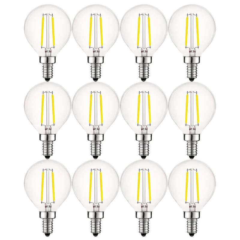 Luxrite 4W Vintage G16.5 LED Globe Bulbs Dimmable, 2700K Warm White, 400 Lumens, E12 LED Bulb 40W Equivalent, 12 Pack