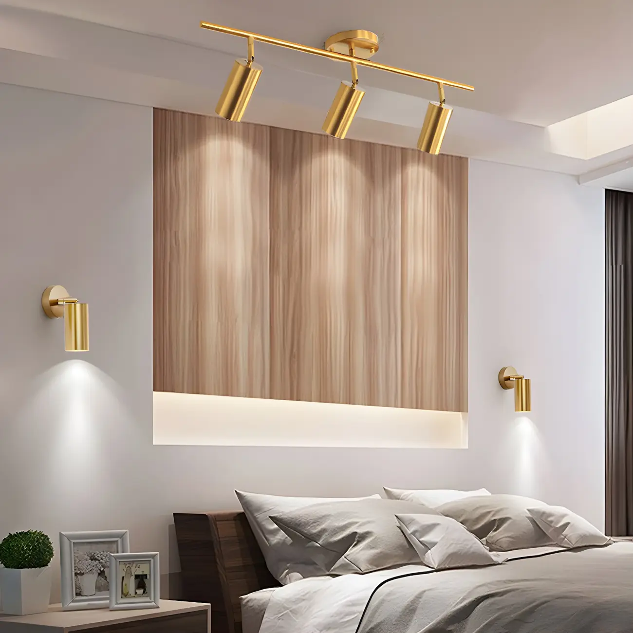 Modern Golden Linear Semi Flush Mount Track Light