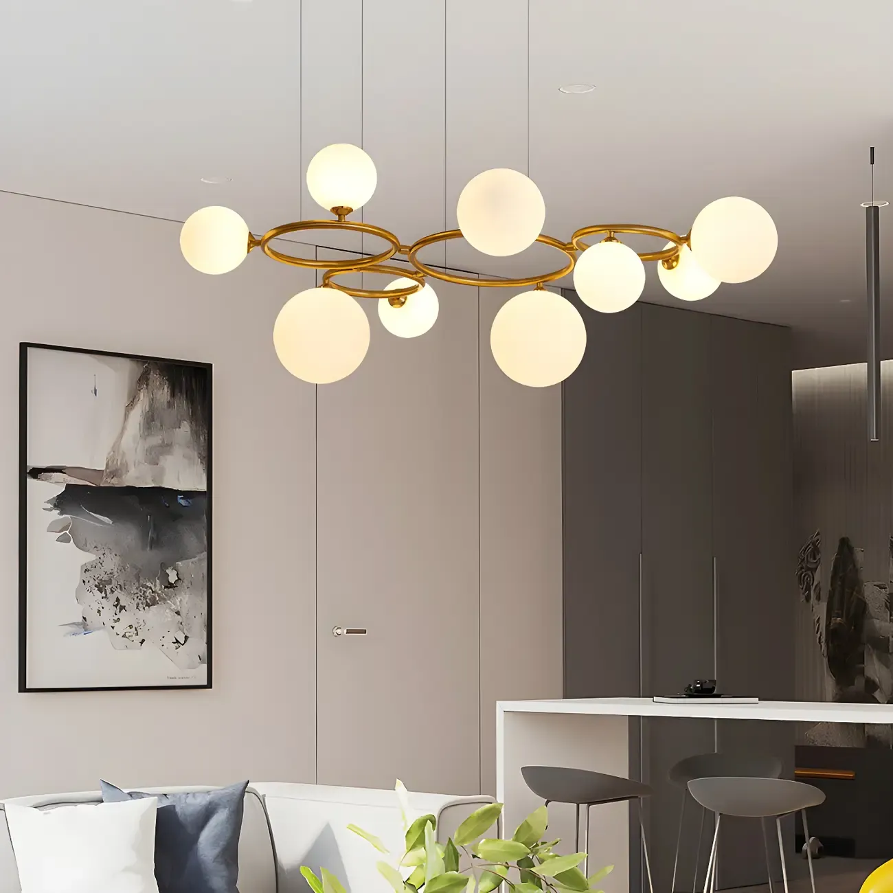 Artistic Modern Globe Glass Island Pendant Lights for Kitchen