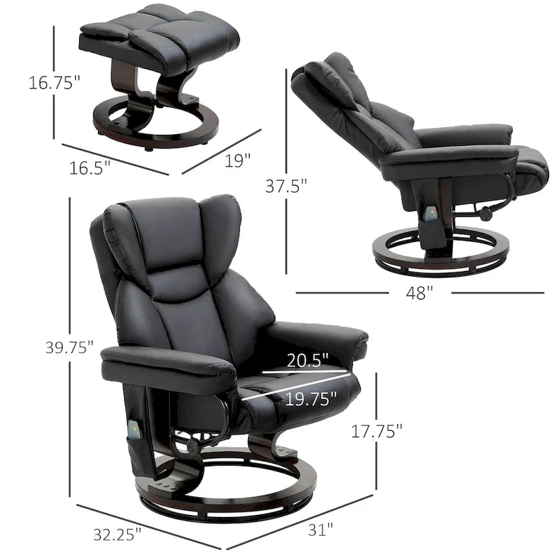 HOMCOM Massage Recliner Chair with Ottoman Footrest