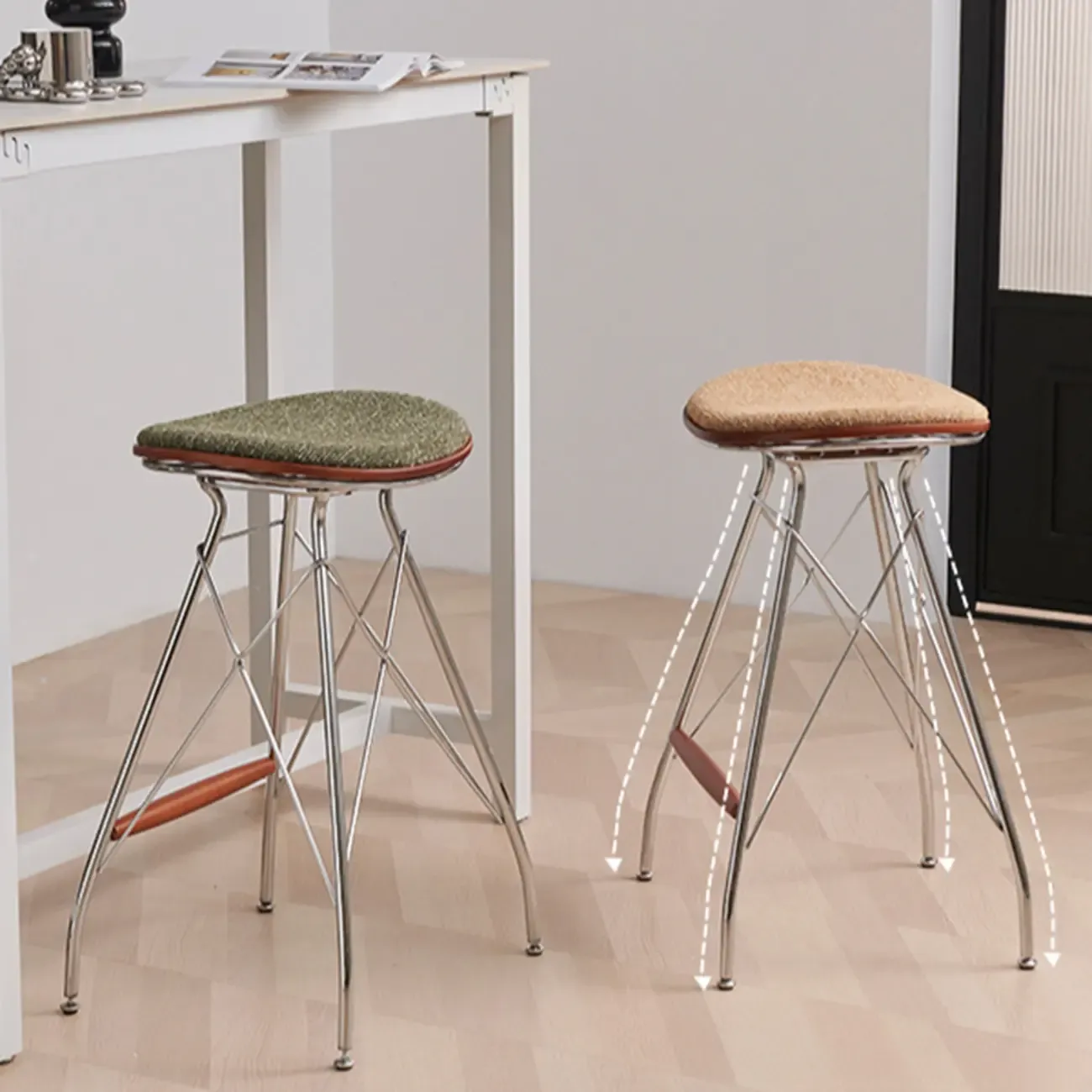 Adjustable Metal Frame Knitting Cushion Backless Bar Stool