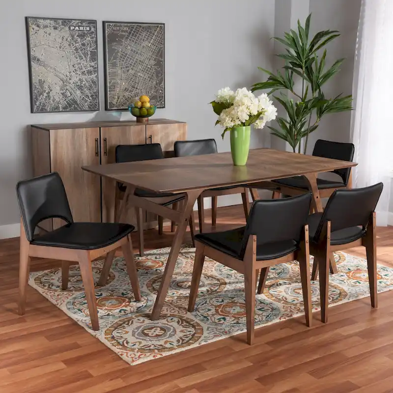Afton Mid-Century Modern 7-Piece Dining Set