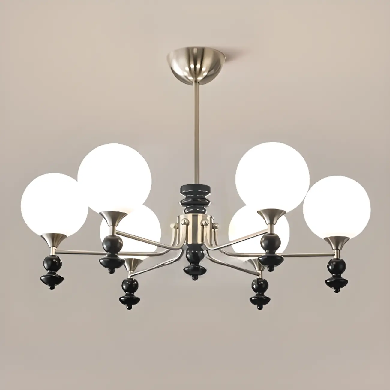 Modern Stylish Black Nickel Glass Globe Chandelier