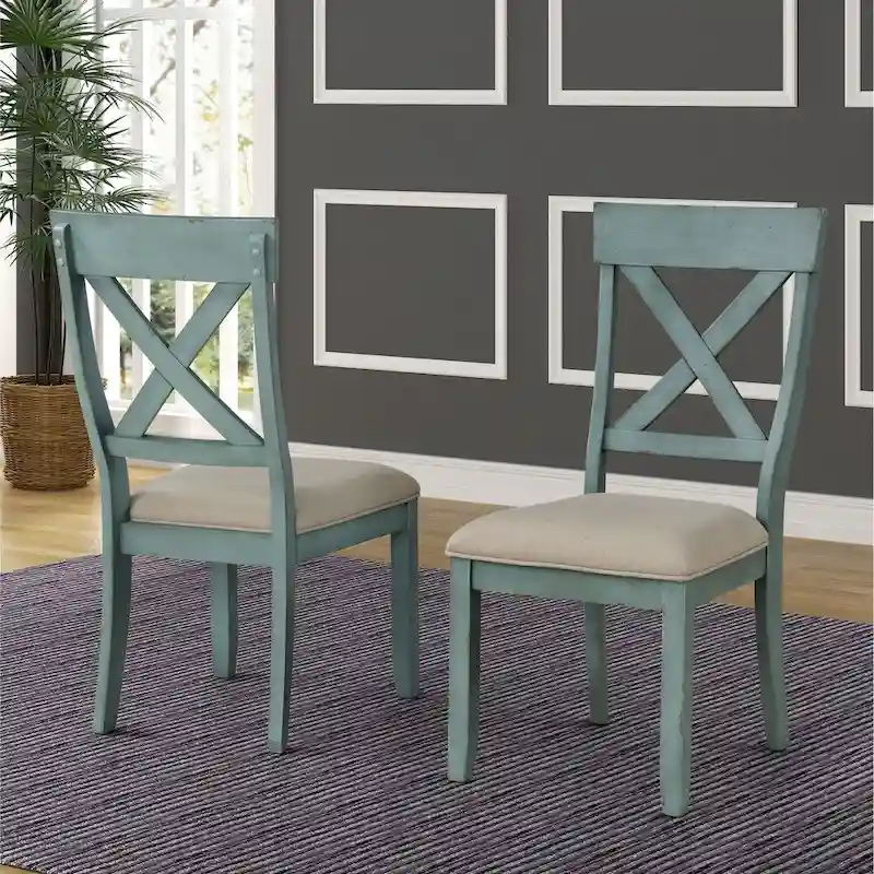 Roundhill Furniture Prato 5-Piece Dining Table Set with Cross Back Chairs