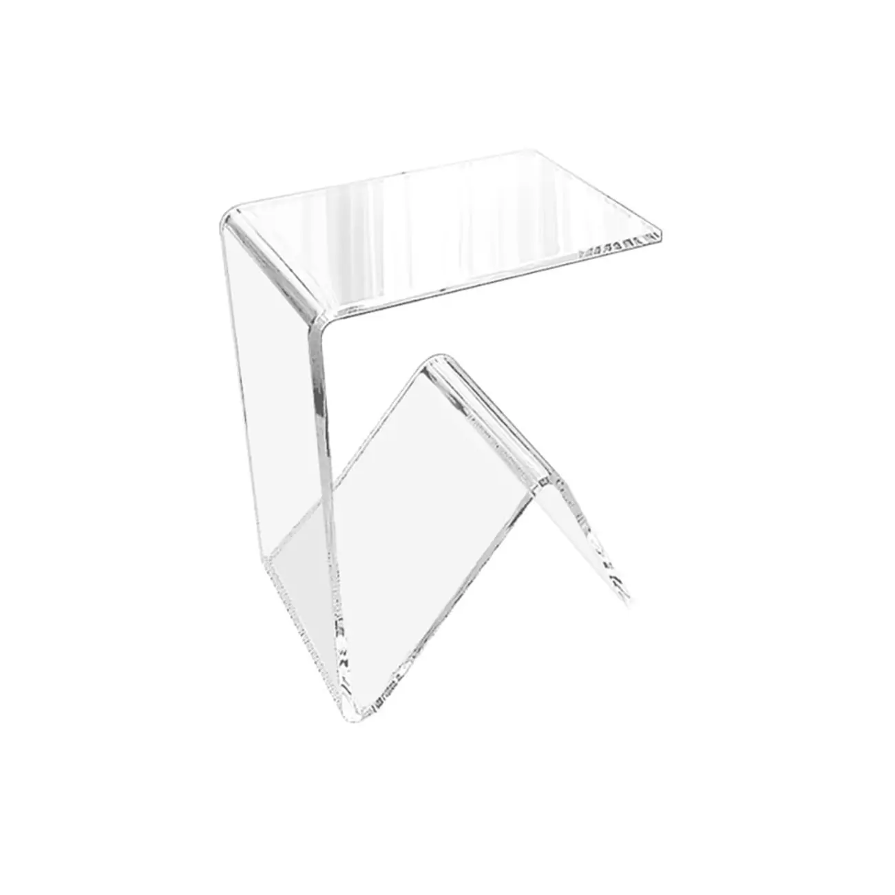 Abstract Acrylic C-shaped End Table in Black/Clear
