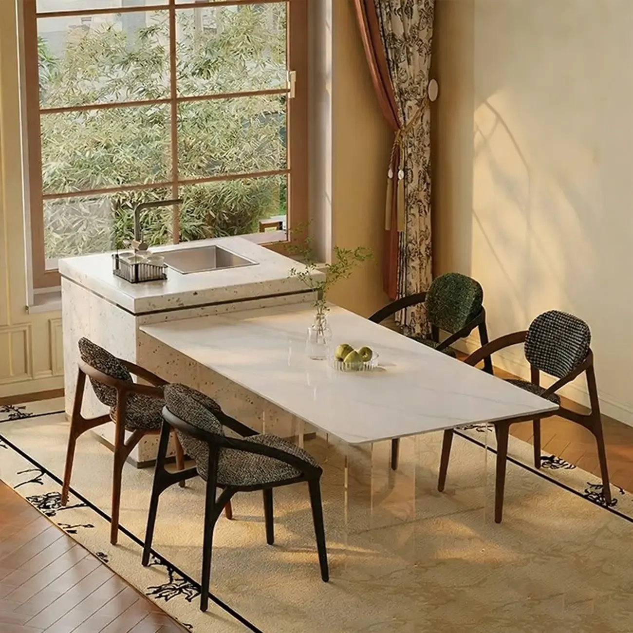 Mid-Century Modern Wooden Dining Chair with Arms