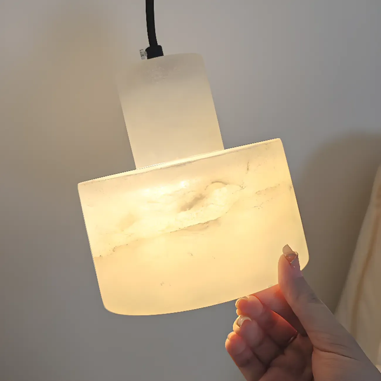 Modern Cylinder White Stone Hanging Pendant Light