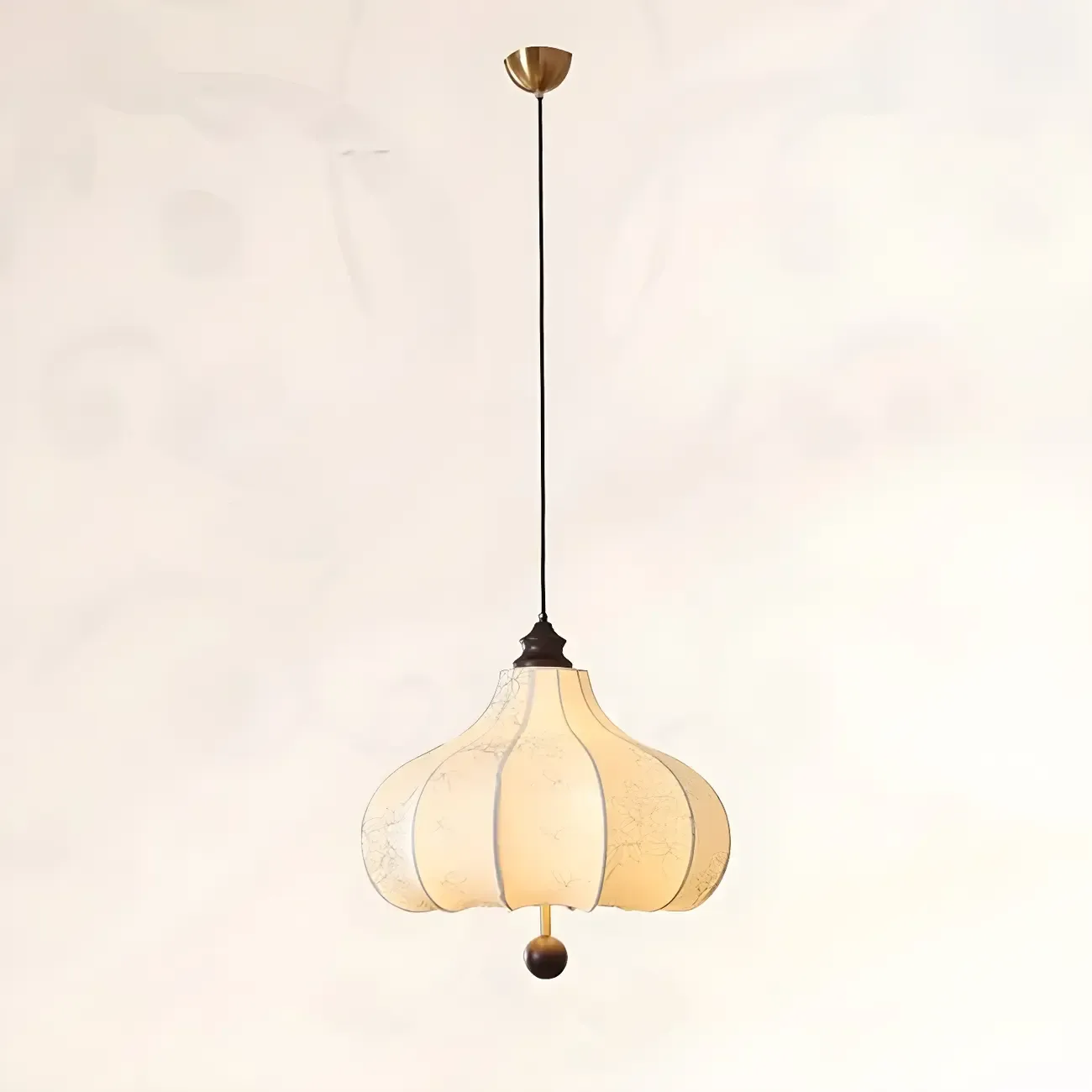 Traditional White Fabric Drum Shade Wooden Chandelier