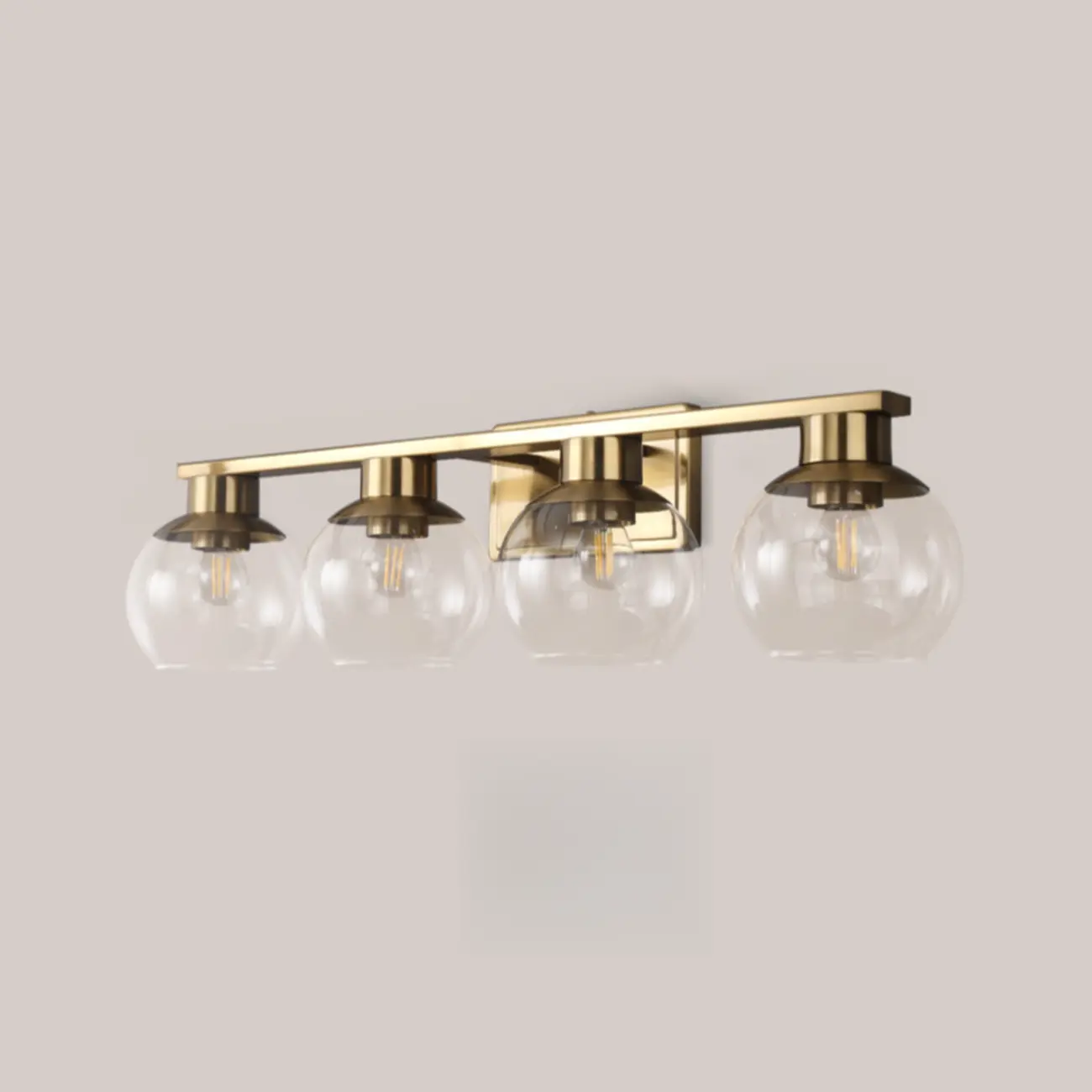Classic Brass Vanity Lights with Transparent Ball Shade