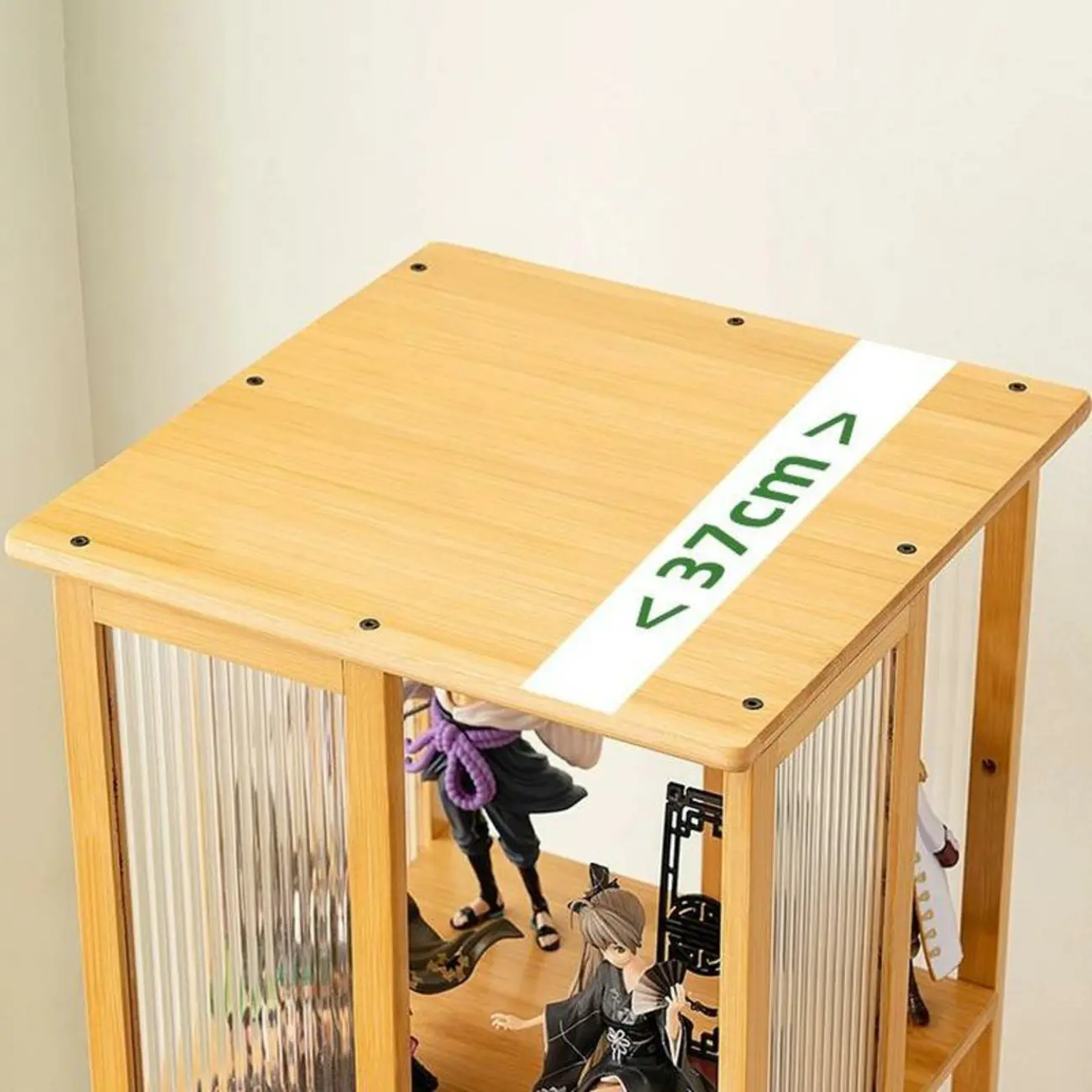 Modern Black Bamboo Tall Narrow Glass Open Display Cabinet