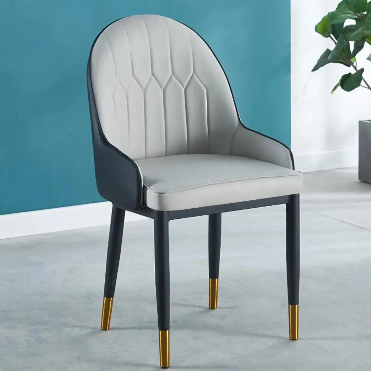 Modern Leather Upholstered Dining Chair with High Back