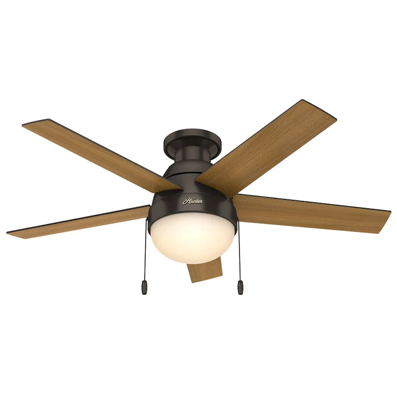 Hunter 46  Anslee Low Profile Ceiling Fan with LED Light Kit and Pull Chain - Silver