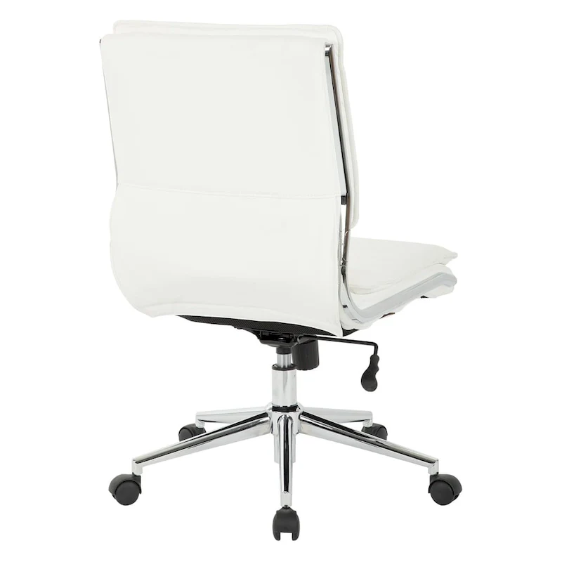 Armless Mid Back Professional Managers Faux Leather Chair with Chrome Base