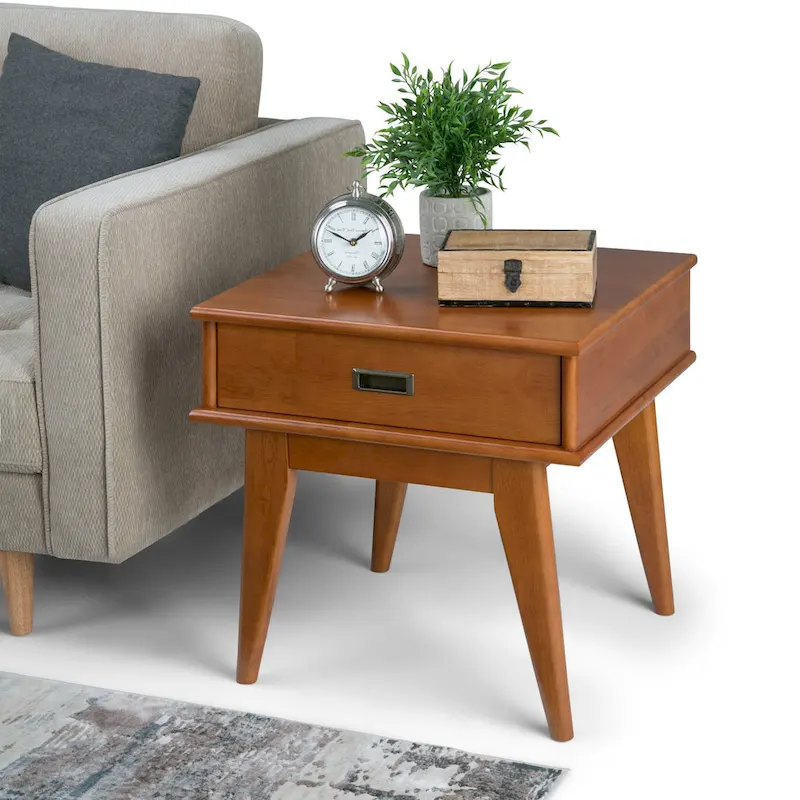WYNDENHALL Tierney SOLID HARDWOOD 22 inch Wide Rectangle Mid Century Modern End Table - 22 W x 20 D x 22 H